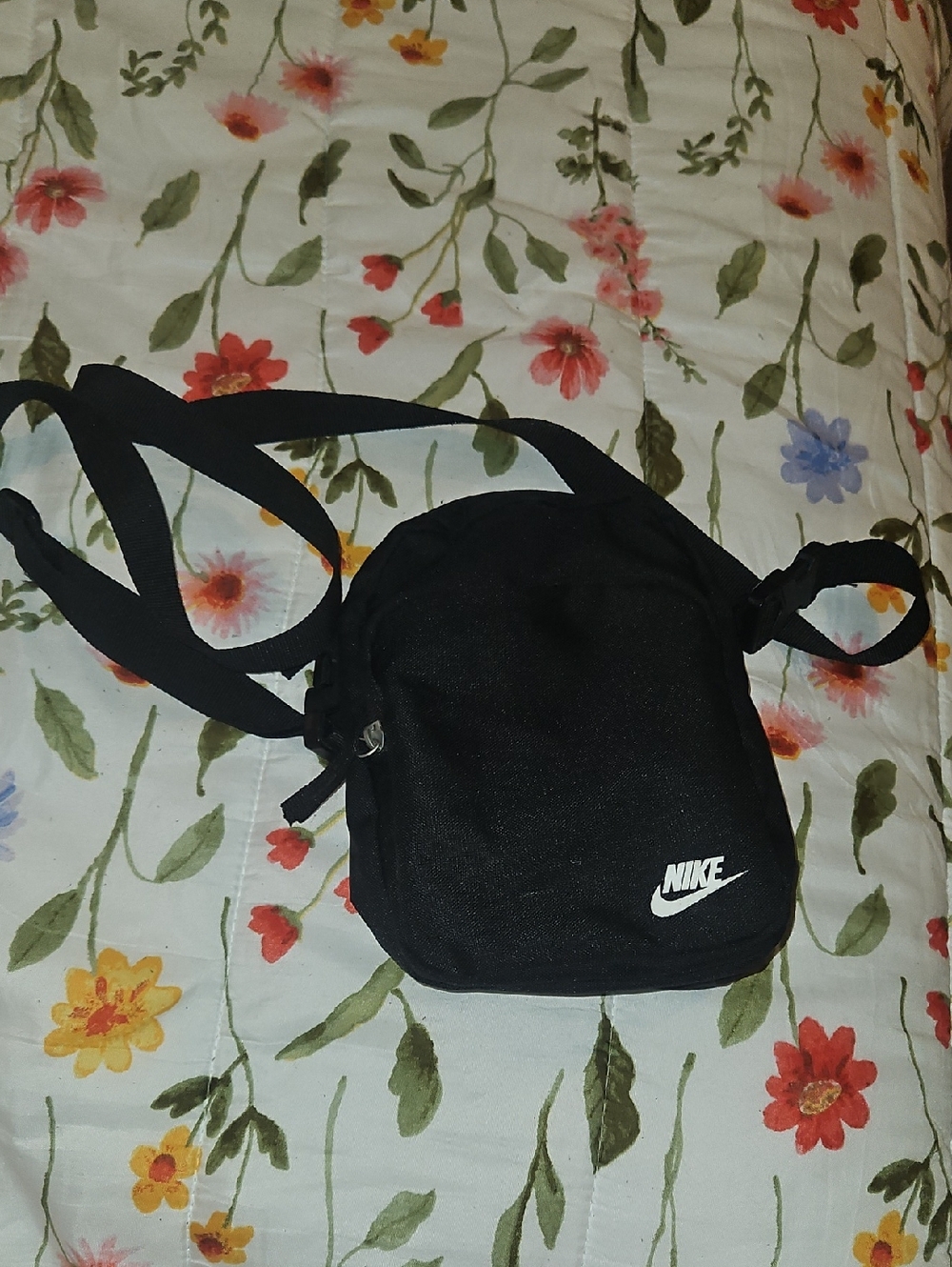 Nike Black Crossbody Sling Bag with White Swoosh